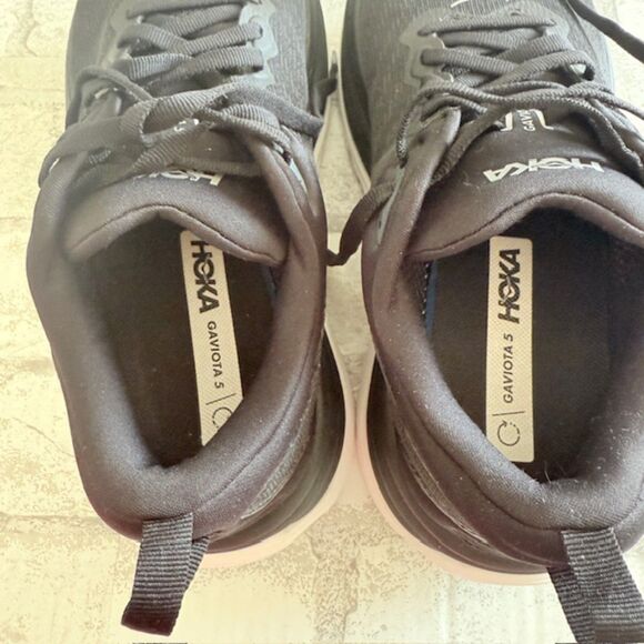 EUC Hoka Black White Womens Gaviota 5 Walking Running Sneakers 8B (Faded Stain) - Picture 7 of 10